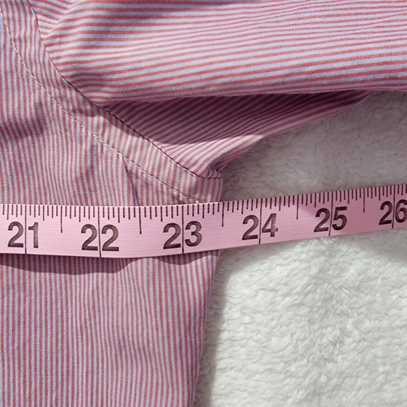 Stone Rose Black Rivet Collection Pink White Striped Button Down Flip Cuff XL - Picture 12 of 13